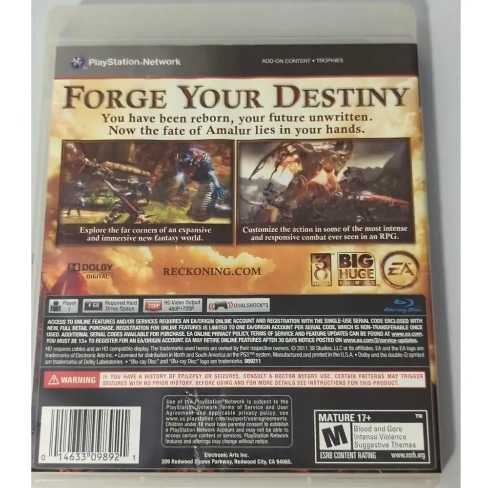 Kingdoms of Amalur‎ Reckoning Sony PlayStation 3 PS3 CIB + Manual Complete!
